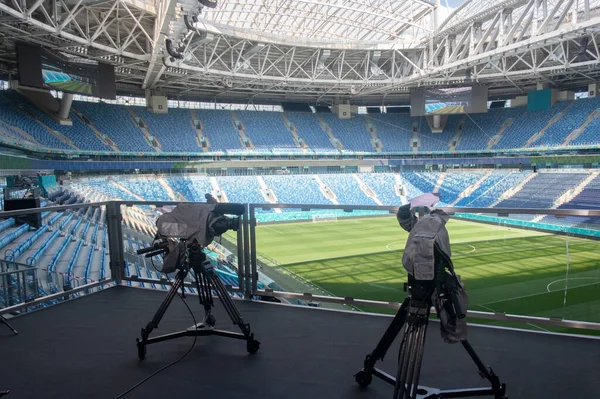スタジアムのテレビカメラ Euro 2020 — ストック写真