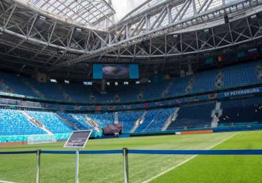 Maçtan önce boş Stadio 'nun iç görünümü. EURO 2020