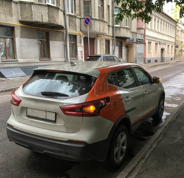 Zicht Auto File Achteraanzicht Van Het Landschap Vanuit Raam Auto — Stockfoto