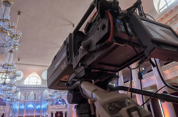 Professionelle Digitale Videokamera Zubehör Für Videokameras Fernsehkamera Konzertsaal Vor Der — Stockfoto