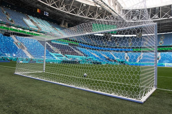 Bela Vista Estádio Futebol Moderno Bola Futebol Campo Futebol — Fotografia de Stock