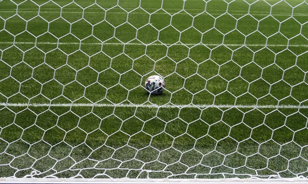 Bella Vista Moderno Stadio Calcio Pallone Calcio Sul Campo Calcio — Foto Stock