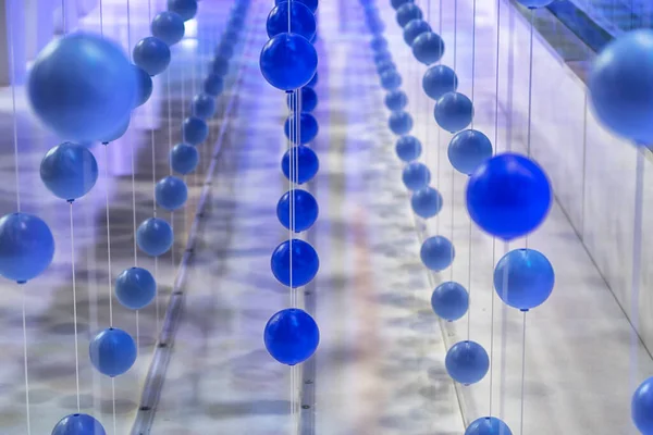 Hintergrund Abstrakter Kunststoffkugeln Hellblau Und Blau — Stockfoto