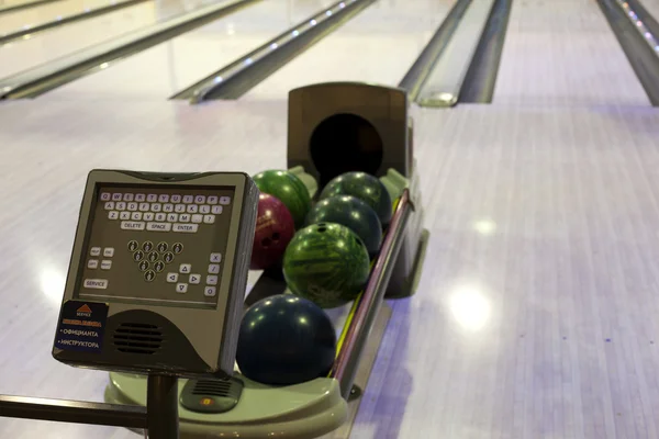 Bowling alley background, lane with bumper rails Stock Photo by ©Milkos ...