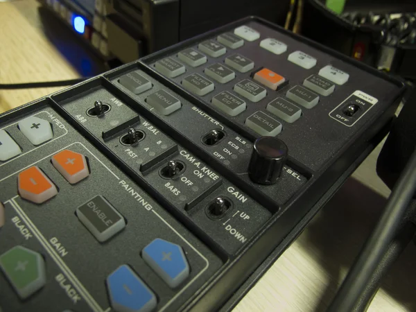 Button on the control panel television equipment — Stock Photo, Image