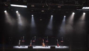 Konser öncesi sahnede gitar