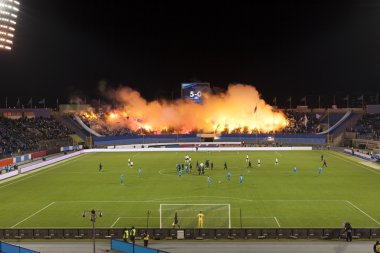 bir futbol sahası, bir genel planı