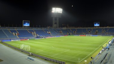 bir futbol sahası, bir genel planı