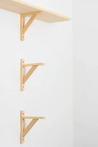 Process Attaching Wooden Shelf Wall Shelf Corners — Stock Photo, Image