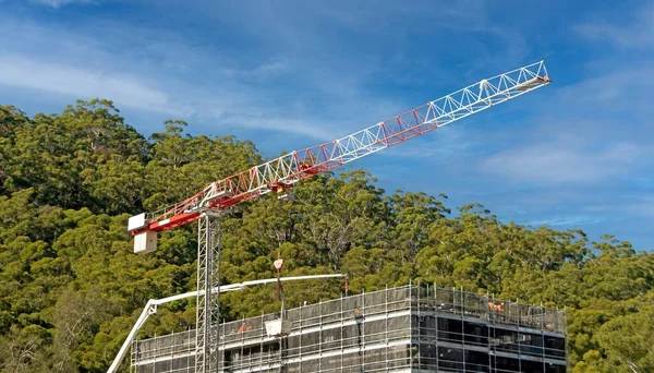 May 2021 Concrete Boom Pump Delivering Material New Building Site — Stock Photo, Image