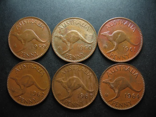 Монеты. Австралийские пенни — стоковое фото
