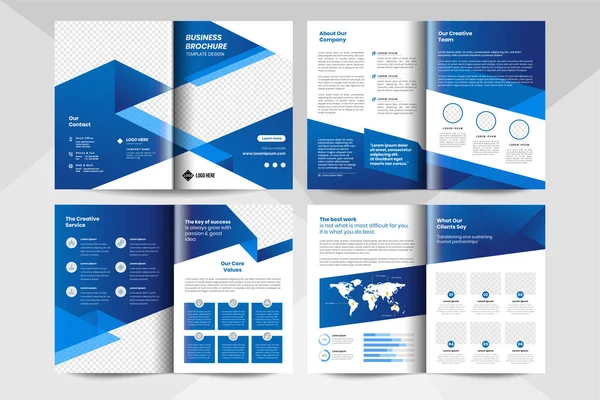 Page Corporate Business Brochure Template Blue Color Corporate Business Flyer — Stock Vector