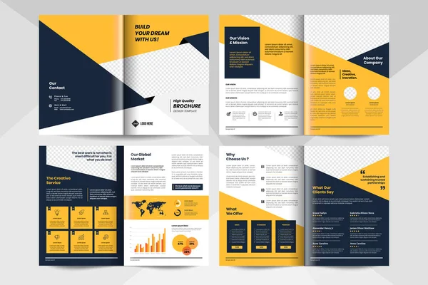 黄色的公司业务手册模板 企业商业传单模板 — 图库矢量图片