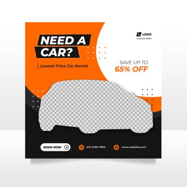 Car rental promotion social media post banner template. clipart