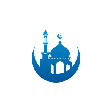 Hilal ay çiziminde izole edilmiş cami simgesi logo vektör tasarımı