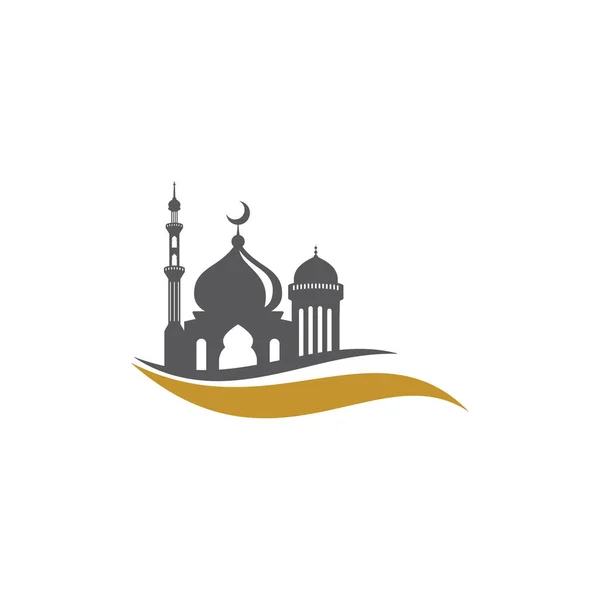 Templat Desain Gambar Logo Siluet Siluet Masjid - Stok Vektor
