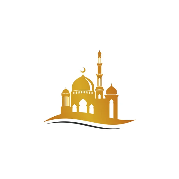 Mecset Ikon Sziluett Logó Vektor Illusztráció Design Arany Színű — Stock Vector