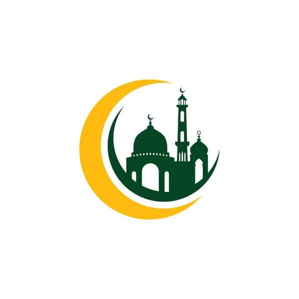 Icono Mezquita Silueta Logotipo Vector Ilustración Diseño Plantilla — Vector de stock