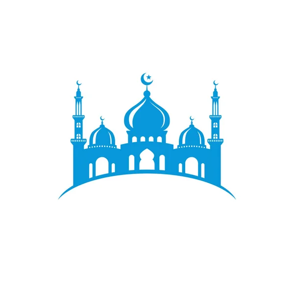 Moschee Silhouette Vektor Illustration Design Vorlage Blauer Farbe — Stockvektor