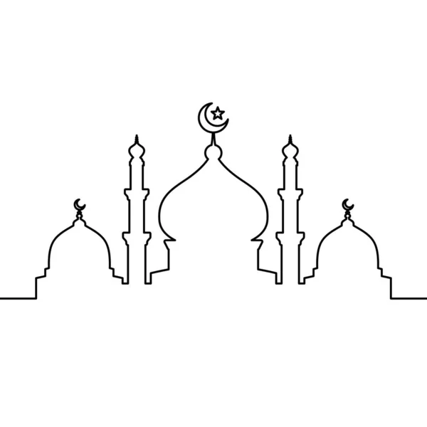 Moskee Lijn Kunst Vector Minimalistisch Ontwerp Islamitische Ornament Achtergrond — Stockvector