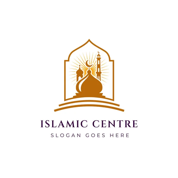 Iszlám Központ Ikon Sziluett Logó Design Sablon Mecset Vektor Illusztráció — Stock Vector
