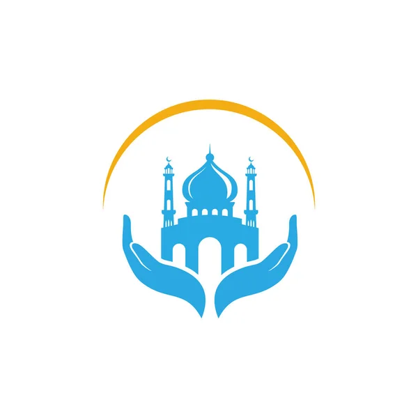 Das Muslimische Gebetszeichensymbol Vektor Design Moscheevektordesign Isoliert Auf Der Hand — Stockvektor