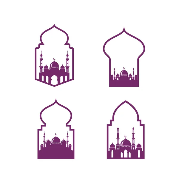 モスクのベクトルのアイコンのデザインは モスクのドアのイラストデザインテンプレートに分離 — ストックベクタ