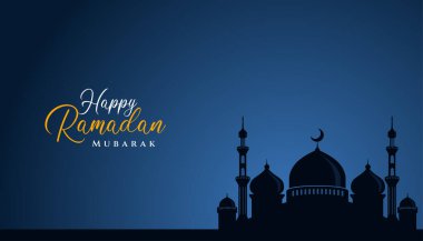 Cami illüstrasyonlu Ramazan Kareem İslami arka plan tasarımı. Tebrik kartı, arkaplan veya pankart için kullanılabilir.