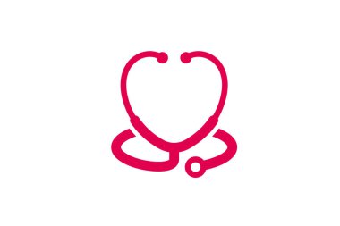 Kalp şeklinde steteskop ikonu. Sağlık ve tıp sembolü.