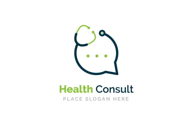 Doktor Talk logo tasarım şablonu. Kabarcık sohbet sembolünde steteskop izole edildi.