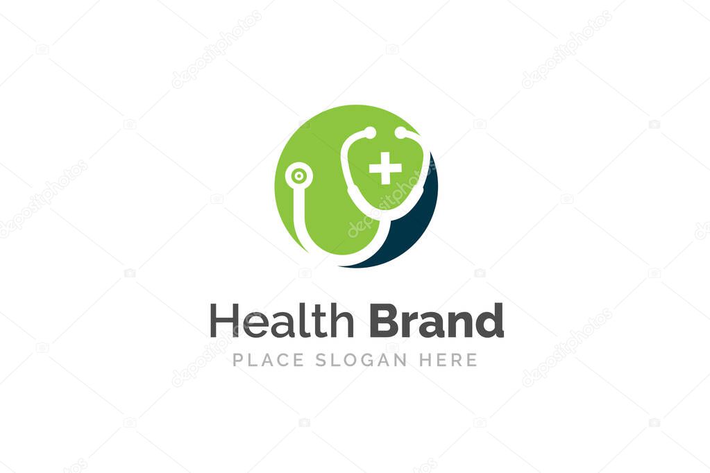 Stethoscope icon design illustration. Health and medicine logo template.