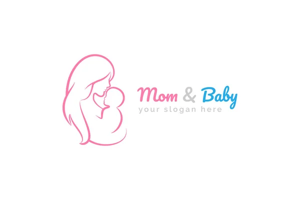 Logo Mère Bébé Symbole Vectoriel Maman Étreint Son Modèle Logo — Image vectorielle