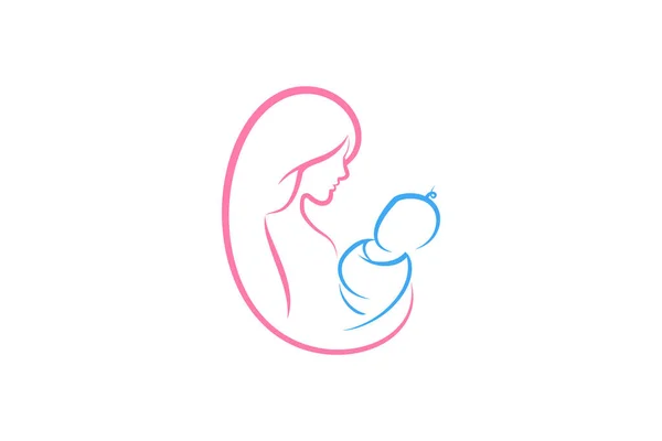 Moeder Baby Logo Vector Symbool Moeder Knuffelt Haar Kind Logo — Stockvector