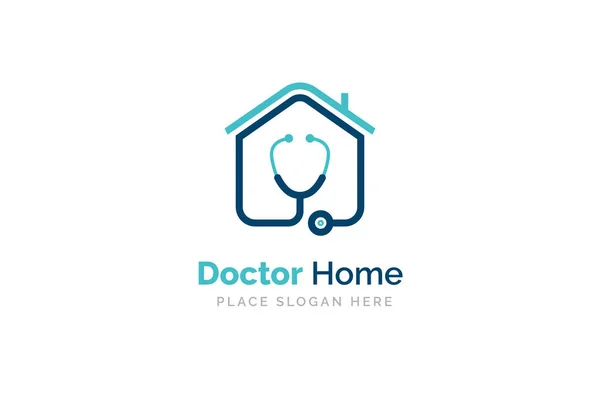 doctor home logo design with stethoscope icon