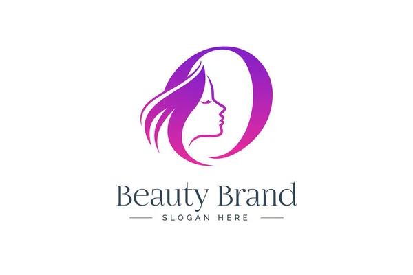 Lettre Design Logo Beauté Silhouette Visage Femme Isolée Sur Lettre — Image vectorielle