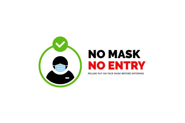 口罩需要示警标志 没有面罩 没有入口标志设计 带圆形镜框的人脸轮廓轮廓 — 图库矢量图片