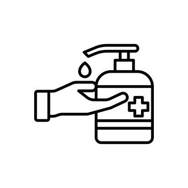 Dezenfektan sıvı sabun çizgisi simgesi ile el yıkama.