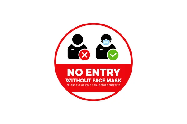 Máscara Facial Requiere Señal Prevención Advertencia Sin Máscara Facial Diseño — Vector de stock