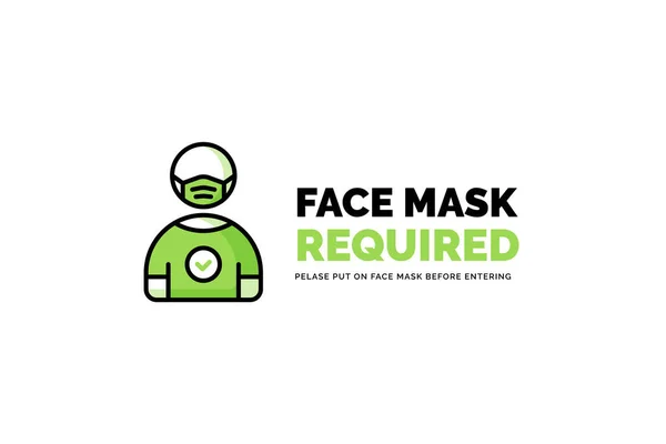 口罩需要示警标志 戴着面具的人物形象轮廓 — 图库矢量图片
