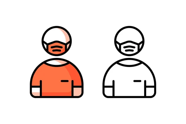 人们戴着面具的图标 个人防护装备图标 — 图库矢量图片