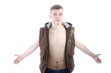 yakışıklı adam undresses