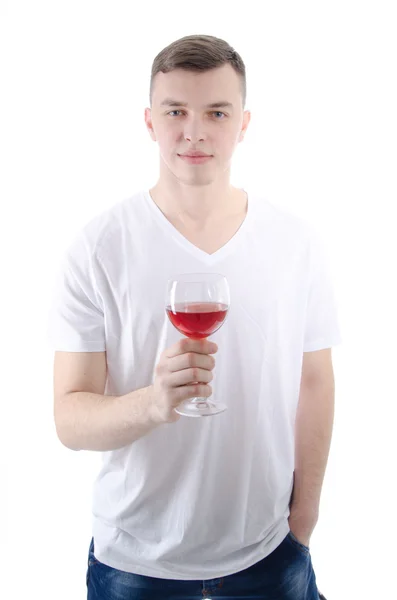 Man met een glas rode wijn — Stockfoto