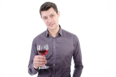 adam ve kırmızı şarap