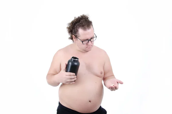 Un uomo grasso su una dieta — Foto Stock