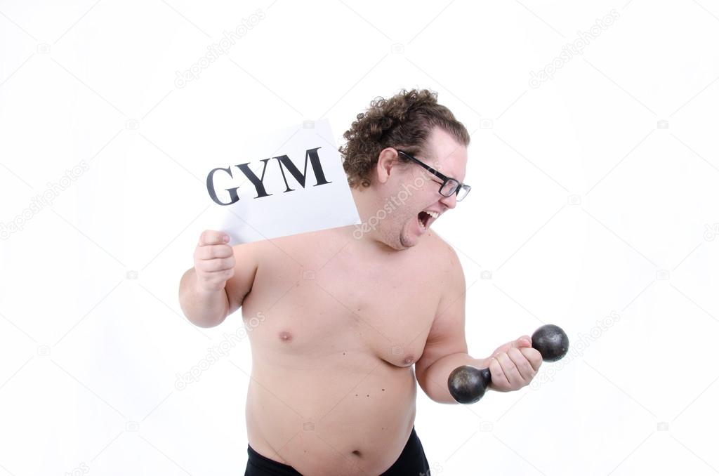 A gym and a fat guy.