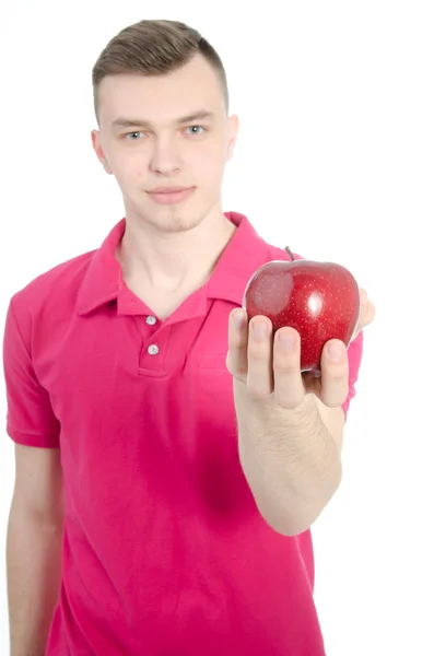 A man and a red apple. Royalty Free Stock Images