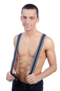 Seksi vücut ile genç adam.