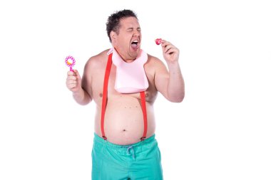 Bebek emziği ve komik şişman adam.