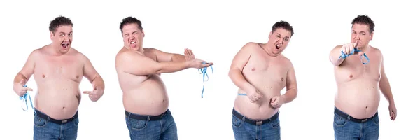Dieta Estilo Vida Saludable Hombre Gordo Divertido — Foto de Stock
