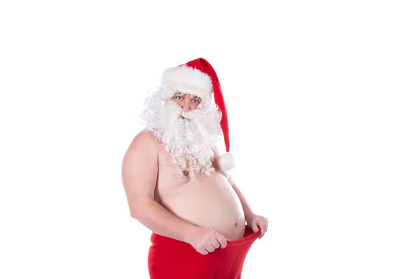 Zdrowy Tryb Życia Śmieszny Święty Mikołaj — Zdjęcie stockowe